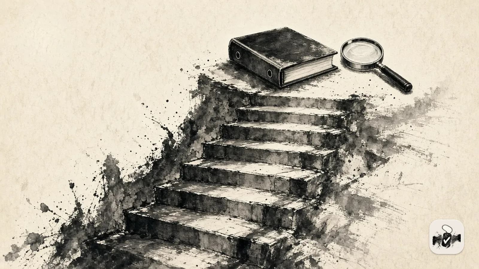 American ink painting in black brush on cream paper, illustrating supplemental claims, increases and secondary claims.