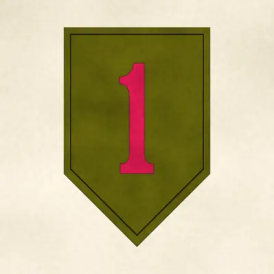 1st Infantry Division (Army) shoulder sleeve insignia, redrawn in ink and watercolor from the public-domain reference image