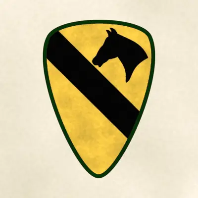 1st Cavalry Division (Army) shoulder sleeve insignia, redrawn in ink and watercolor from the public-domain reference image