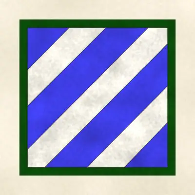 3rd Infantry Division (Army) shoulder sleeve insignia, redrawn in ink and watercolor from the public-domain reference image