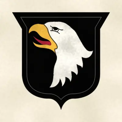 101st Airborne Division (Army) shoulder sleeve insignia, redrawn in ink and watercolor from the public-domain reference image