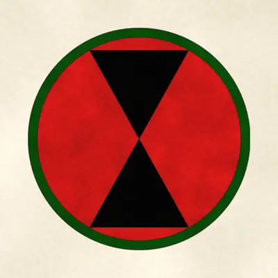 7th Infantry Division (Army) shoulder sleeve insignia, redrawn in ink and watercolor from the public-domain reference image