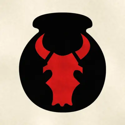 34th Infantry Division (Army) shoulder sleeve insignia, redrawn in ink and watercolor from the public-domain reference image