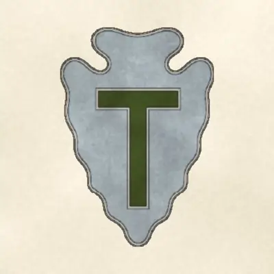 36th Infantry Division (Army) combat service identification badge, redrawn in ink and watercolor from the public-domain reference image