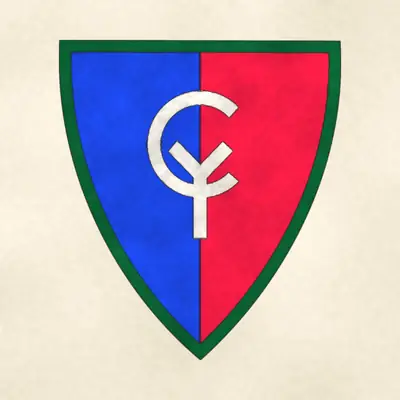 38th Infantry Division (Army) shoulder sleeve insignia, redrawn in ink and watercolor from the public-domain reference image