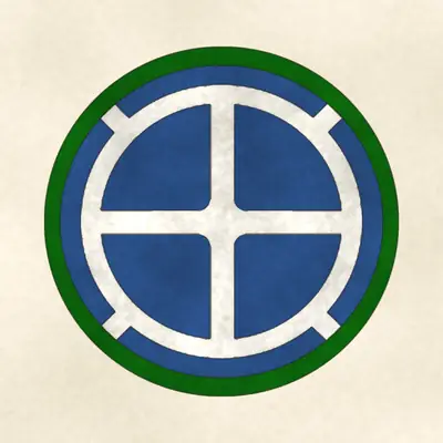35th Infantry Division (Army) shoulder sleeve insignia, redrawn in ink and watercolor from the public-domain reference image