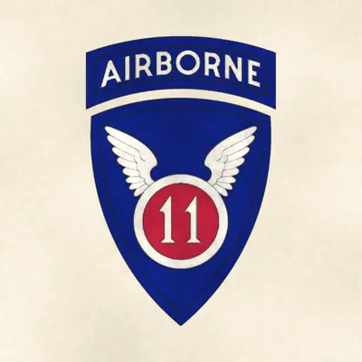 11th Airborne Division (Army) shoulder sleeve insignia, redrawn in ink and watercolor from the public-domain reference image