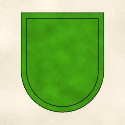 10th Special Forces Group (Airborne) (Army) beret flash, redrawn in ink and watercolor from the public-domain reference image