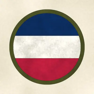 U.S. Army Forces Command (Army) shoulder sleeve insignia, redrawn in ink and watercolor from the public-domain reference image