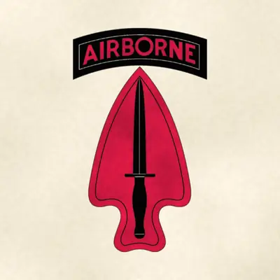 U.S. Army Special Operations Command (Army) shoulder sleeve insignia, redrawn in ink and watercolor from the public-domain reference image