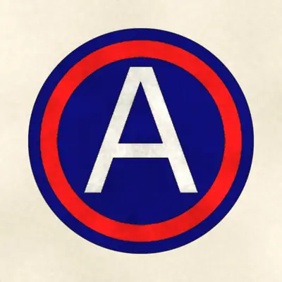 U.S. Army Central (Third Army) (Army) combat service identification badge, redrawn in ink and watercolor from the public-domain reference image