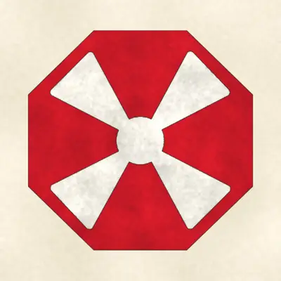 Eighth Army (Eighth United States Army) (Army) combat service identification badge, redrawn in ink and watercolor from the public-domain reference image