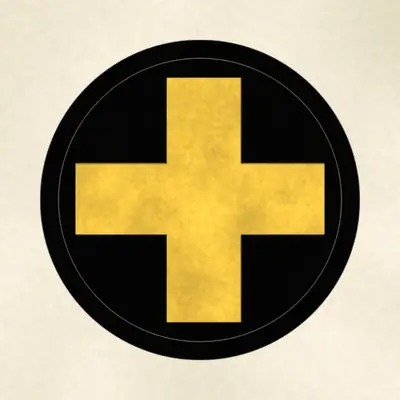 33rd Infantry Division (Army) shoulder sleeve insignia, redrawn in ink and watercolor from the public-domain reference image