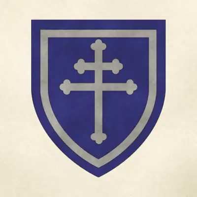79th Infantry Division (Army) shoulder sleeve insignia, redrawn in ink and watercolor from the public-domain reference image