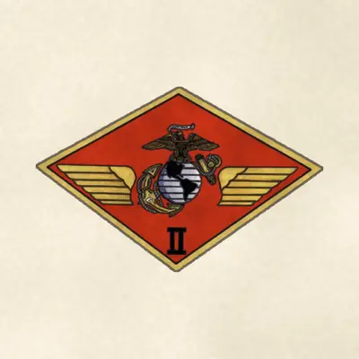 2nd Marine Aircraft Wing (Marine Corps) unit insignia / logo, redrawn in ink and watercolor from the public-domain reference image