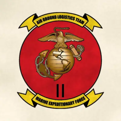 II Marine Expeditionary Force (Marine Corps) unit insignia / logo, redrawn in ink and watercolor from the public-domain reference image