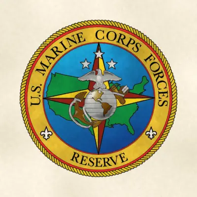 Marine Forces Reserve (Marine Corps) unit insignia / logo, redrawn in ink and watercolor from the public-domain reference image
