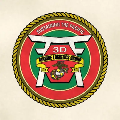 3rd Marine Logistics Group (Marine Corps) unit insignia / logo, redrawn in ink and watercolor from the public-domain reference image