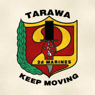 2nd Marine Regiment (Marine Corps) unit insignia / logo, redrawn in ink and watercolor from the public-domain reference image