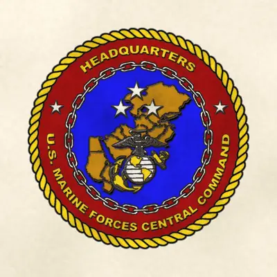 Marine Corps Forces Central Command (Marine Corps) unit insignia / logo, redrawn in ink and watercolor from the public-domain reference image