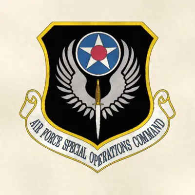 Air Force Special Operations Command (Air Force) organizational emblem, redrawn in ink and watercolor from the public-domain reference image