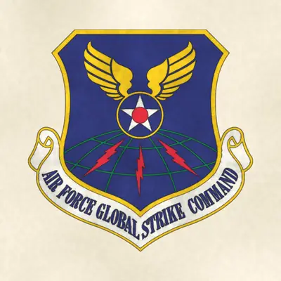 Air Force Global Strike Command (Air Force) organizational emblem, redrawn in ink and watercolor from the public-domain reference image