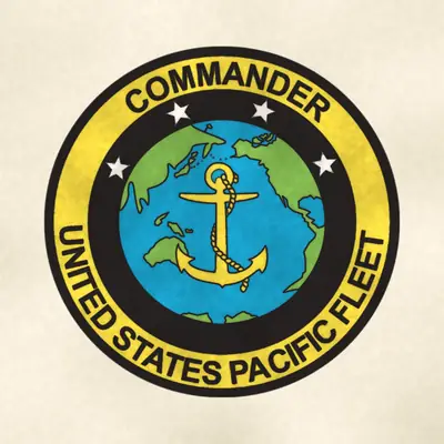 U.S. Pacific Fleet (Navy) command seal / emblem, redrawn in ink and watercolor from the public-domain reference image