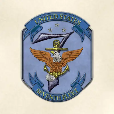 U.S. Seventh Fleet (Navy) command seal / emblem, redrawn in ink and watercolor from the public-domain reference image