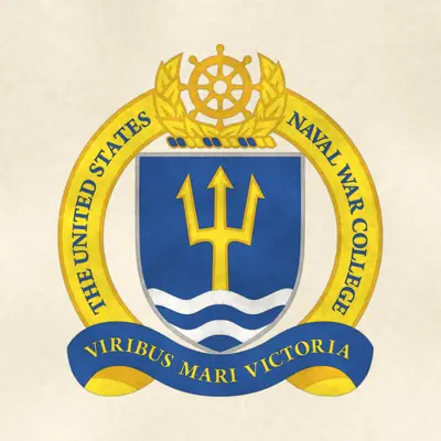 Naval War College (Navy) command seal / emblem, redrawn in ink and watercolor from the public-domain reference image