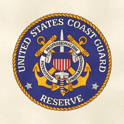U.S. Coast Guard Reserve (Coast Guard) command seal / emblem, redrawn in ink and watercolor from the public-domain reference image