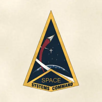 Space Systems Command (Space Force) command seal / emblem, redrawn in ink and watercolor from the public-domain reference image