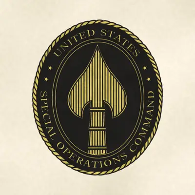 U.S. Special Operations Command (Joint) command seal / emblem, redrawn in ink and watercolor from the public-domain reference image
