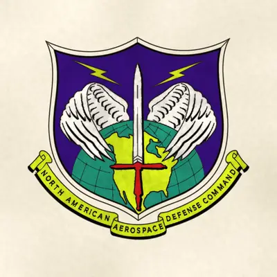 North American Aerospace Defense Command (Joint) command seal / emblem, redrawn in ink and watercolor from the public-domain reference image