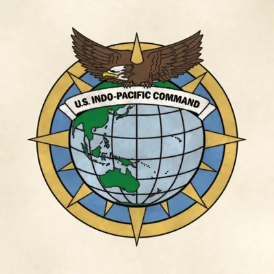 U.S. Indo-Pacific Command (Joint) command seal / emblem, redrawn in ink and watercolor from the public-domain reference image