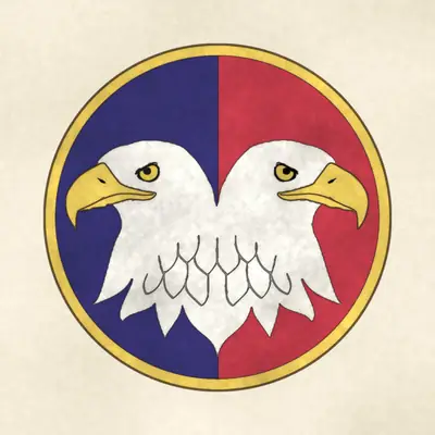 U.S. Army Reserve Command (Army) shoulder sleeve insignia, redrawn in ink and watercolor from the public-domain reference image