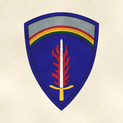 U.S. Army Europe (Army) shoulder sleeve insignia, redrawn in ink and watercolor from the public-domain reference image