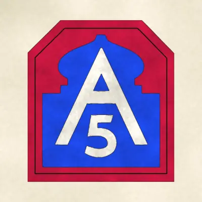 U.S. Army North (Army) combat service identification badge, redrawn in ink and watercolor from the public-domain reference image