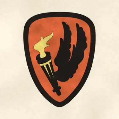 U.S. Army Aviation Center of Excellence (Army) shoulder sleeve insignia, redrawn in ink and watercolor from the public-domain reference image