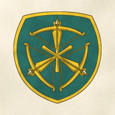 U.S. Army Marksmanship Unit (Army) shoulder sleeve insignia, redrawn in ink and watercolor from the public-domain reference image