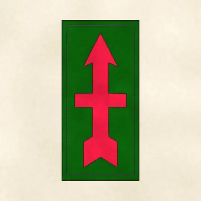 32nd Infantry Division (Army) shoulder sleeve insignia, redrawn in ink and watercolor from the public-domain reference image