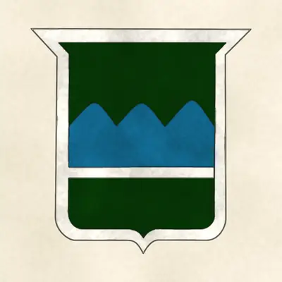 80th Infantry Division (Army) shoulder sleeve insignia, redrawn in ink and watercolor from the public-domain reference image
