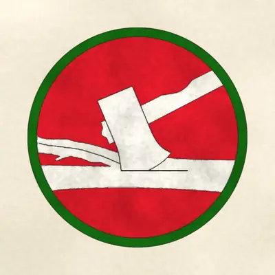84th Infantry Division (Army) shoulder sleeve insignia, redrawn in ink and watercolor from the public-domain reference image