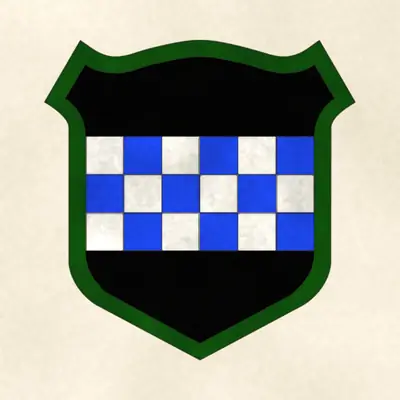 99th Infantry Division (Army) shoulder sleeve insignia, redrawn in ink and watercolor from the public-domain reference image