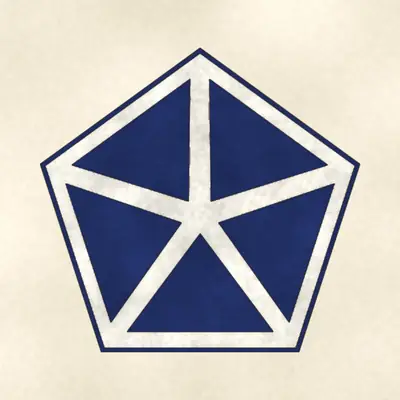 V Corps (Army) shoulder sleeve insignia, redrawn in ink and watercolor from the public-domain reference image
