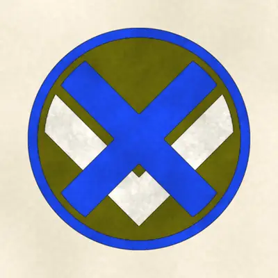 XV Corps (Army) shoulder sleeve insignia, redrawn in ink and watercolor from the public-domain reference image