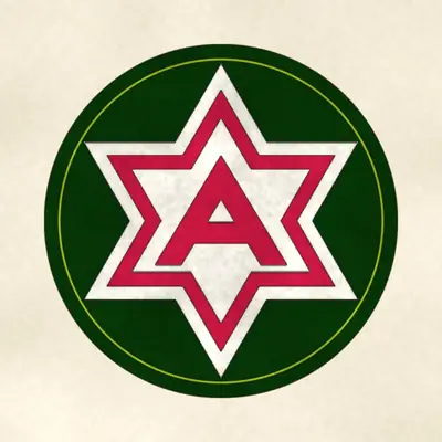 Sixth Army (Army) shoulder sleeve insignia, redrawn in ink and watercolor from the public-domain reference image