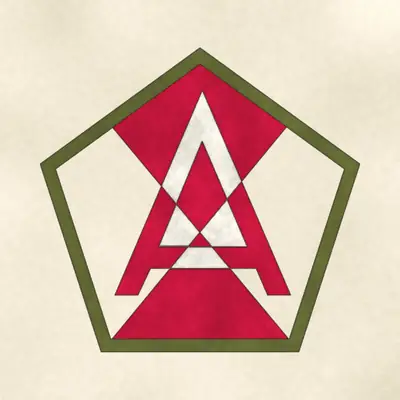 Fifteenth Army (Army) shoulder sleeve insignia, redrawn in ink and watercolor from the public-domain reference image