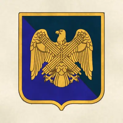 National Guard Bureau (Army) shoulder sleeve insignia, redrawn in ink and watercolor from the public-domain reference image