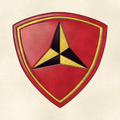 3rd Marine Division (Marine Corps) unit insignia / seal / logo, redrawn in ink and watercolor from the public-domain reference image