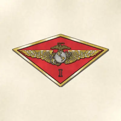 1st Marine Aircraft Wing (Marine Corps) unit insignia / seal / logo, redrawn in ink and watercolor from the public-domain reference image